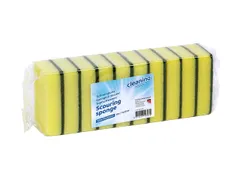 Schuurspons Cleaninq geel/groen 100x70x25mm 10 stuks