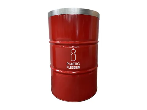 The BinBin Plastic met vlamvertragend deksel 200 Liter Rood