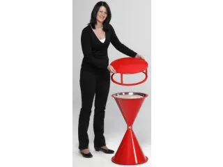 Staande Asbak Met Overkapping Ronde Voet Rood - 3