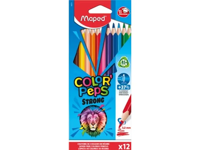 crayon de couleur Color'Peps Strong, 12 crayons en étui cartonné