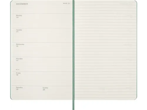 Agenda 2027 Moleskine 12M Weekly 7dag/1pagina large hc sage green