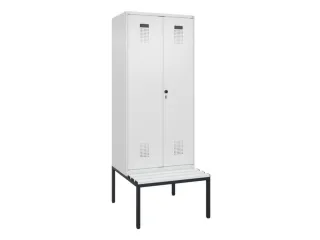 PBM-locker met bank,HxBxD 2120x800x815mm,2vak,vak B 400mm,draaigrendel - 2