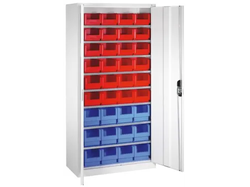 Stellingkast Staalplaat 1980x1000x420mm 8 Legborden 36 Magazijnbakken