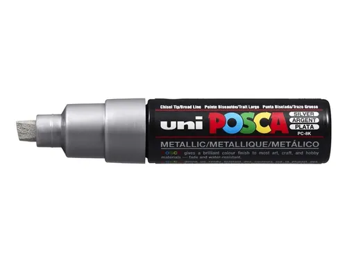 Verfstift Posca PC8K Brede punt 8mm schuin zilver