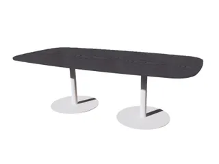 Linesto vergadertafel 240x120 deens ovaal houtprint schaduw 25mm wit - 1