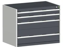 ladekast HxBxD 800x1050x750mm 4 laden romp Ral7035 front Ral7016 staal