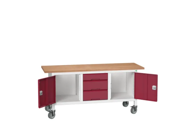 werkbank,HxBxD 830x1750x600mm,multiplexblad,uitrusting: 3laden,2kasten