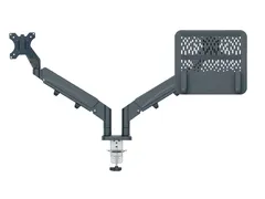 Monitor- en laptoparm Leitz Ergo ruimtebesparend dubbel donkergrijs