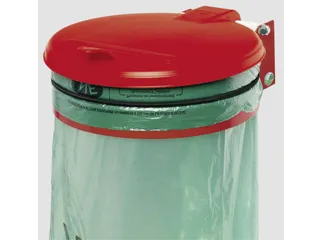Afvalverzamelaar 120 Liter Wand Plaatstaal Kunststof Deksel Rood - 1
