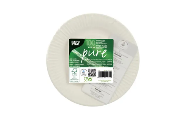 Papstar Pure Bord rond 15cm FSC karton Wit 100 stuks
