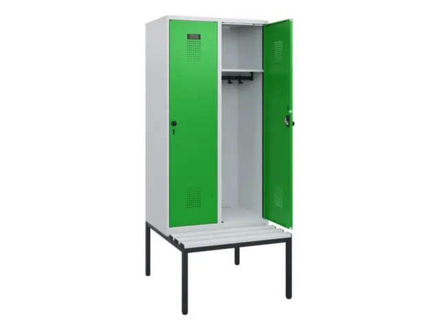 locker met bank,HxBxD 1950x800x815mm,2vak,vak B 400mm,draaigrendel