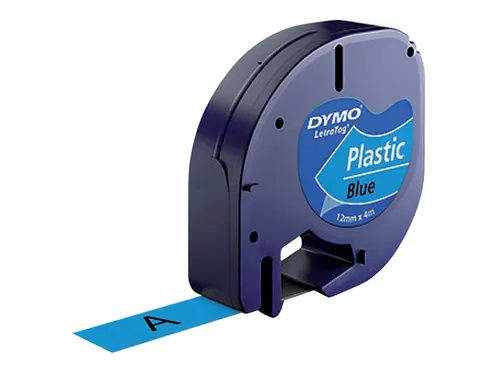 Labeltape Dymo Letratag 91205 Plastic 12mm Zwart Op Blauw