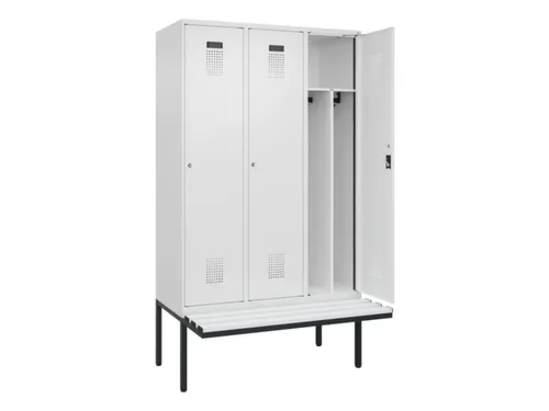 locker met bank,voor scheiding van kleding,HxBxD 2120x1200x815mm,3vak