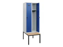 locker met bank,HxBxD 1950x600x815mm,2vak,vak B 300mm,draaigrendel