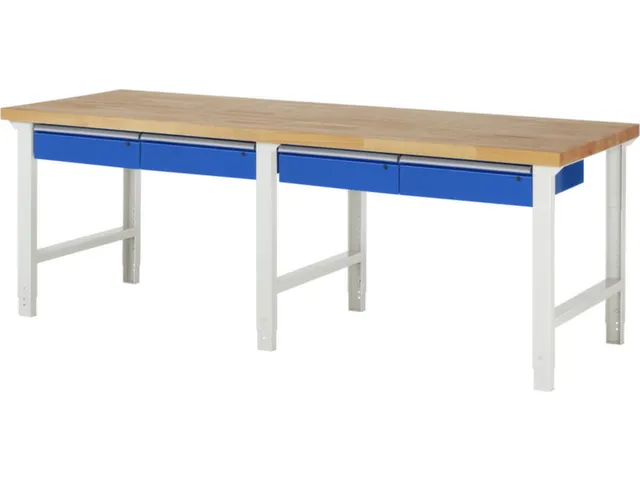 werkbank,HxBxD 790-1140x2500x900mm,beukblad,draagverm. 750kg