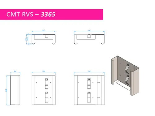 CMT Swoosh handschoendispenser Duo in breedte verstelbaar RVS