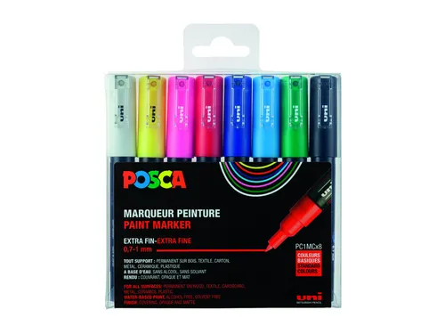 Verfstift Posca PC1MC Extra Fijne punt 0,7-1,0mm 8st assorti
