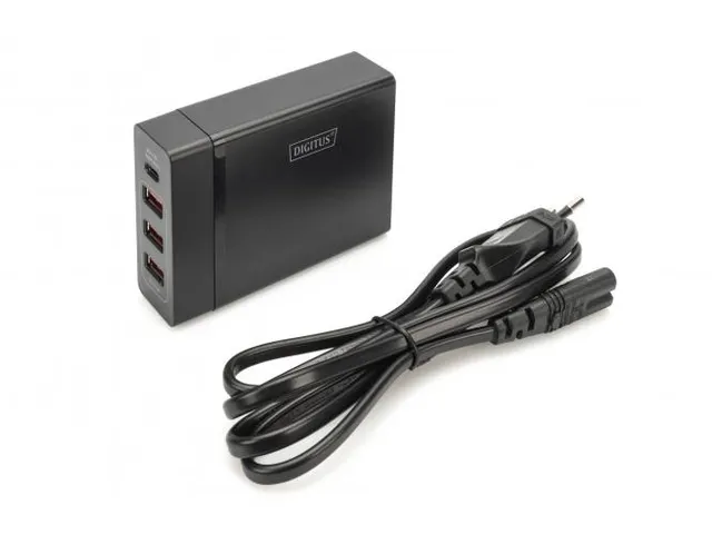 4-poorts USB-lader 72W 1xUSB-C 5,9,15,20V/3A 3x USB-A 5V/2,4A Zwart