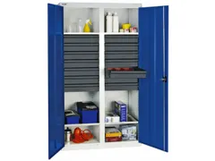 Materiaalkast 1800x1000x500mm 4legborden Uitschuifbaar 14laden Ral5010