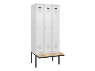 locker met bank,HxBxD 2120x900x815mm,3vak,vak B 300mm,cilinderslot - 2