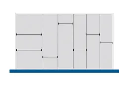 indelingsset,7lengteverdeler 5scheidingsplaten,v. front H 150mm