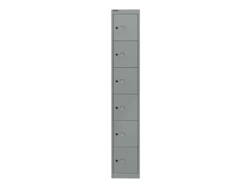 lockerkast,HxBxD 1802x305x305mm,6vakken,cil.-slot,romp zilverkleurig