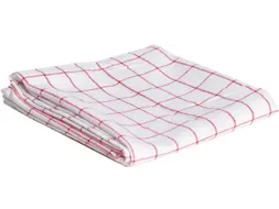 Handdoek Katoen Geruit 72x50 Cm Wit/Rood