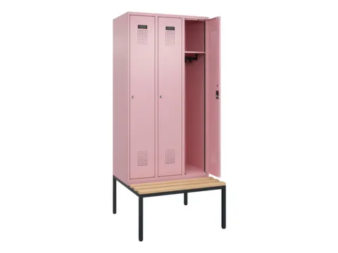locker met bank,HxBxD 2120x900x815mm,3vak,vak B 300mm,cilinderslot
