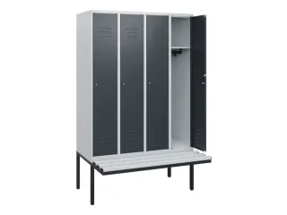 locker met bank,HxBxD 1950x1200x815mm,4vak,vak B 300mm,cil.-slot - 2
