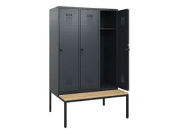locker met bank,HxBxD 1950x1200x815mm,3vak,vak B 400mm,draaigrendel