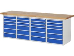 werkbank,HxBxD 890x2500x700mm,beukblad,draagverm. 750kg,4containers