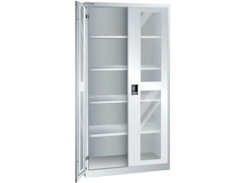 vitrinekast 1950x1000x580mm 4xStalen bodem key lock sokkel RAL7035