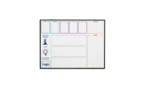 Whiteboard bedrukt eigen ontwerp 45x60cm Softline 8mm zwart profiel