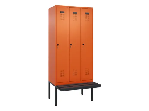 locker met bank,voor scheiding van kleding,HxBxD 2120x900x815mm,3vak