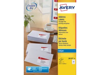 Adresetiket Avery J8159-10 63.5x33.9mm Inkjet Wit 240 Stuks - 4