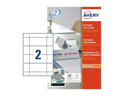 Tafelnaambord Avery L4795-20 180x60mm wit 40stuks