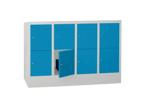 lockerkast,HxBxD 855x1200x500mm,4x2vakken,RAL7035,front RAL5012