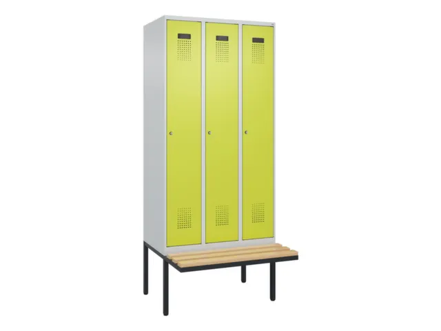 locker met bank,voor scheiding van kleding,HxBxD 2120x900x815mm,3vak