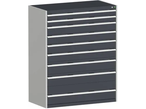 ladekast HxBxD 1600x1300x650mm 9laden RAL7035 front RAL7016