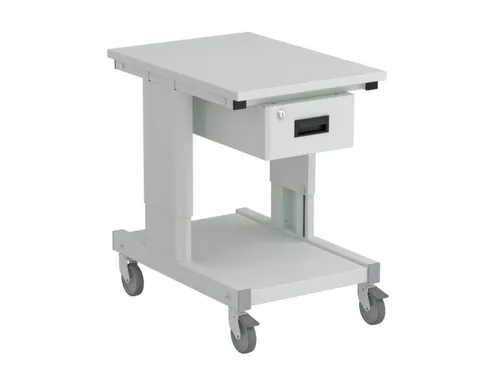 bijzettafel,HxBxD 650-900x500x700mm,blad grijs,RAL7035,2legborden