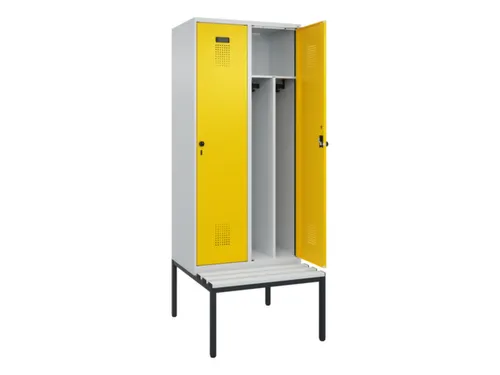 locker met bank,voor scheiding van kleding,HxBxD 2120x800x815mm,2vak