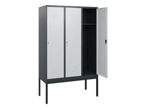 locker,HxBxD 1950x1200x500mm,3vak,vak B 400mm,cil.-slot,voetonderstel