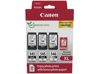 photo value pack 2 x PG-545XL + 1 x CL-546XL, 8286B015, 4 kleuren - 2