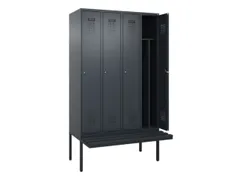 locker met bank,voor scheiding van kleding,HxBxD 2120x1200x815mm,4vak