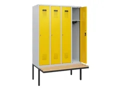 locker met bank,HxBxD 1950x1200x815mm,4vak,vak B 300mm,cilinderslot