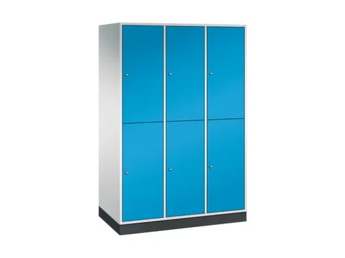 Dubbeldekse garderobekast,RAL 7035/RAL 5012,HxBxD 1950x1220x600mm