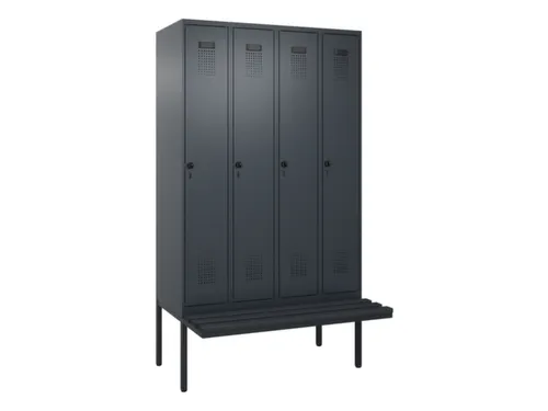 locker met bank,voor scheiding van kleding,HxBxD 2120x1200x815mm,4vak