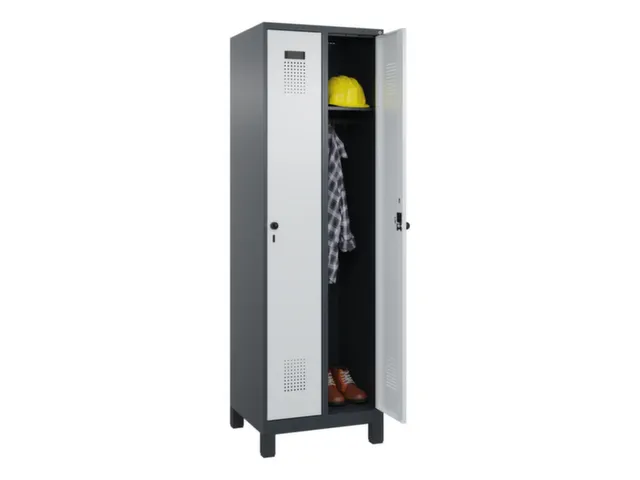 locker,HxBxD 1950x600x500mm,2vak,vak B 300mm,draaigrendel,voeten