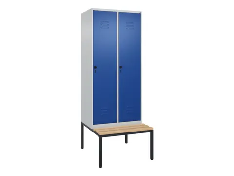 locker met bank,HxBxD 2120x800x815mm,2vak,vak B 400mm,draaigrendel
