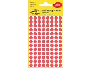 Etiket Avery Zweckform 3010 Rond Ø8mm Rood 416 Stuks - 2
